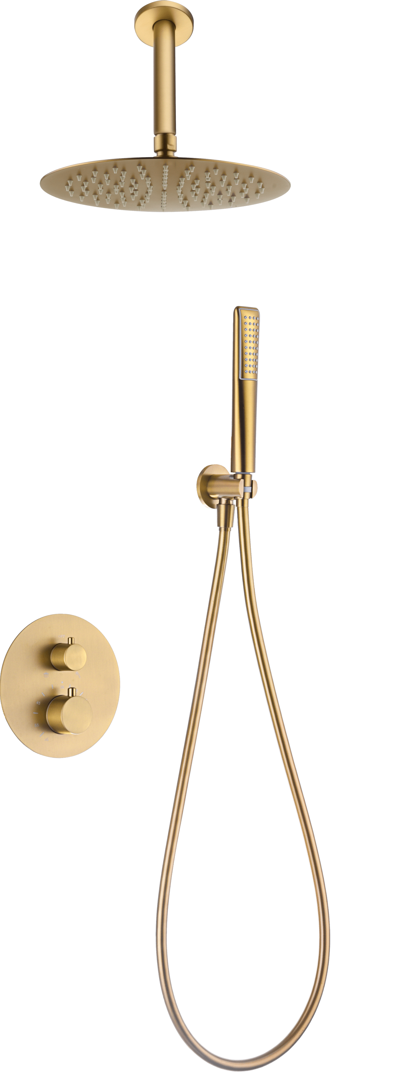 Conjunto Ducha Termostático Empotrado Salerno Oro Cepillado