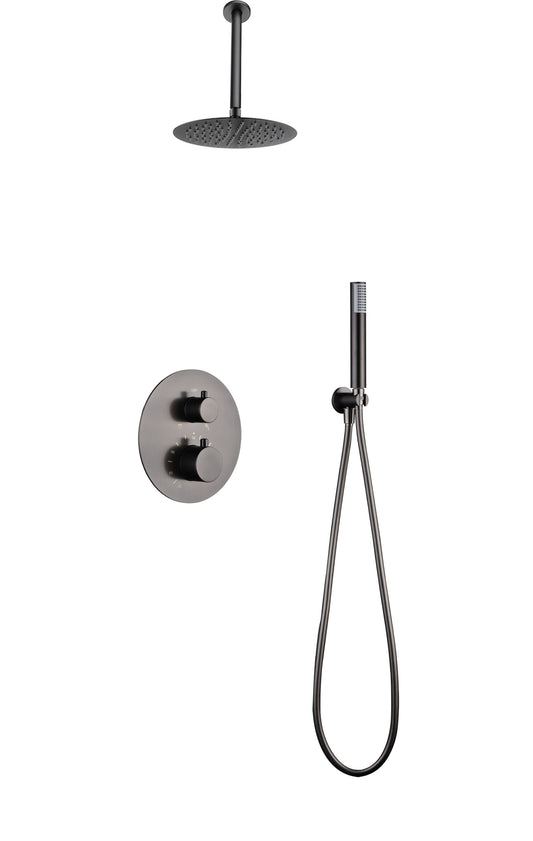 Conjunto Ducha Termostatico Empotrado Tívoli Black Gun Metal