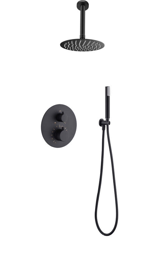 Conjunto Ducha Termostatico Empotrado Tívoli Negro Mate