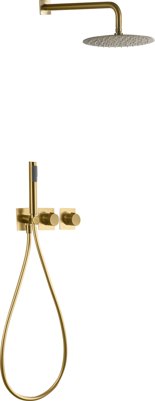 Conjunto Ducha Termostático Empotrado Tíbet Oro Cepillado