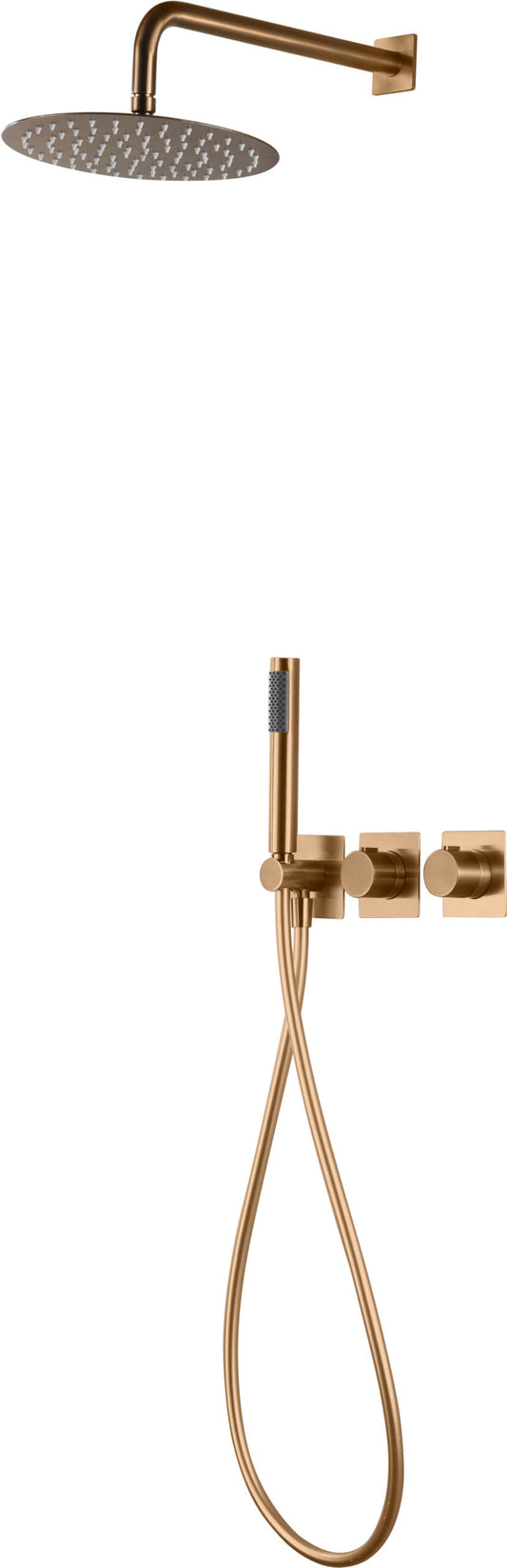 Conjunto Ducha Termostático Empotrado Tíbet Oro Rosa Cepilla