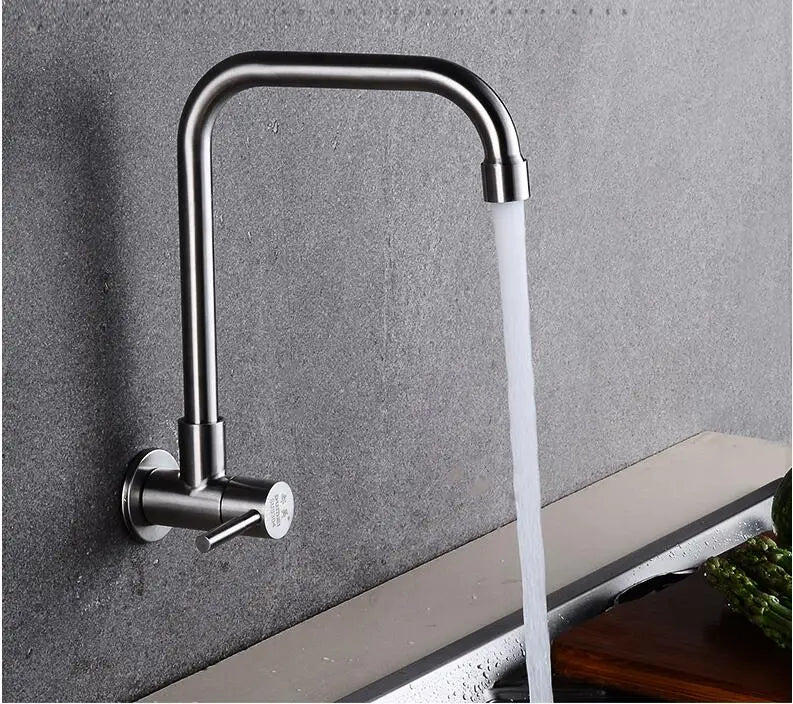 Wall Mounted Stream Sprayer Flexible Hose Kitchen Faucet