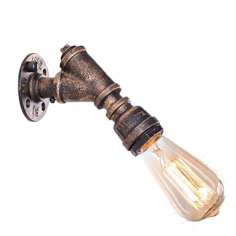 Vintage Water Industrial Rust Pipe Wall Lamp