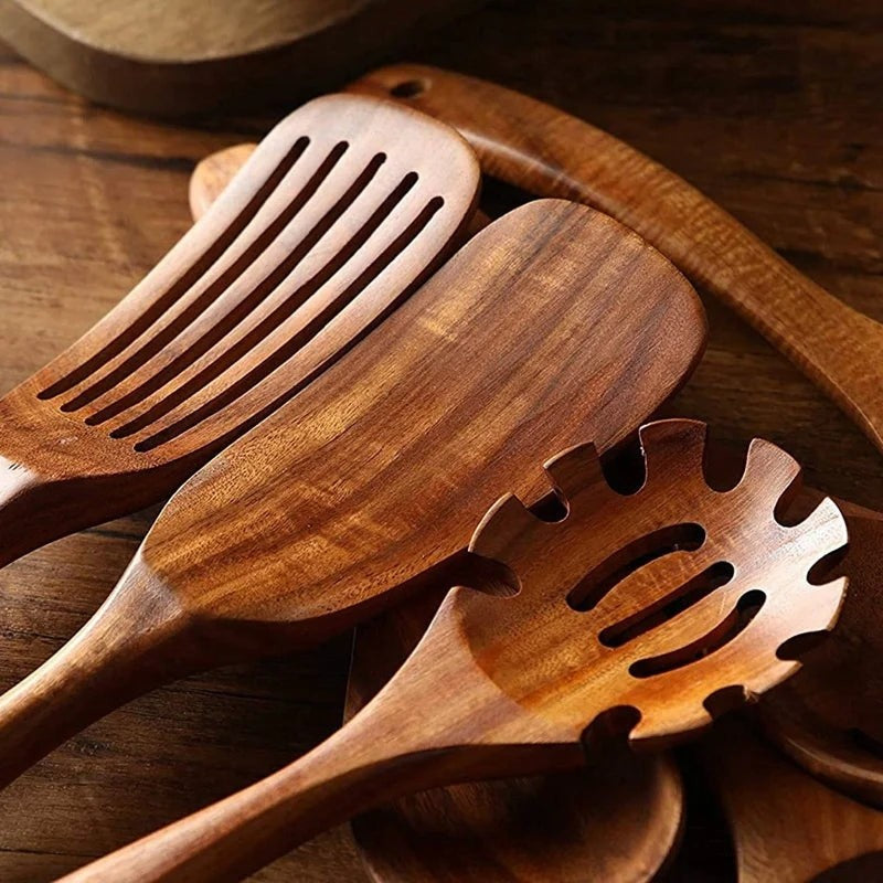 Wooden Utensils Spatulas and Different Styles of Spoons