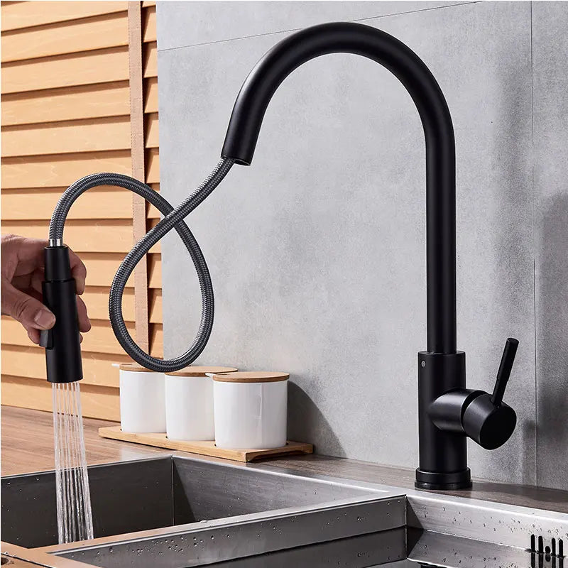 Smart Touch Pull Out Spray 360 Rotation Kitchen Faucet