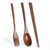 Natural Wood Spoon Chopsticks And Fork Set