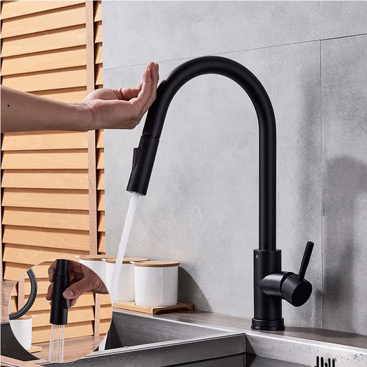 Smart Touch Pull Out Spray 360 Rotation Kitchen Faucet