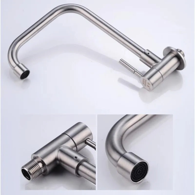 Wall Mounted Stream Sprayer Flexible Hose Kitchen Faucet