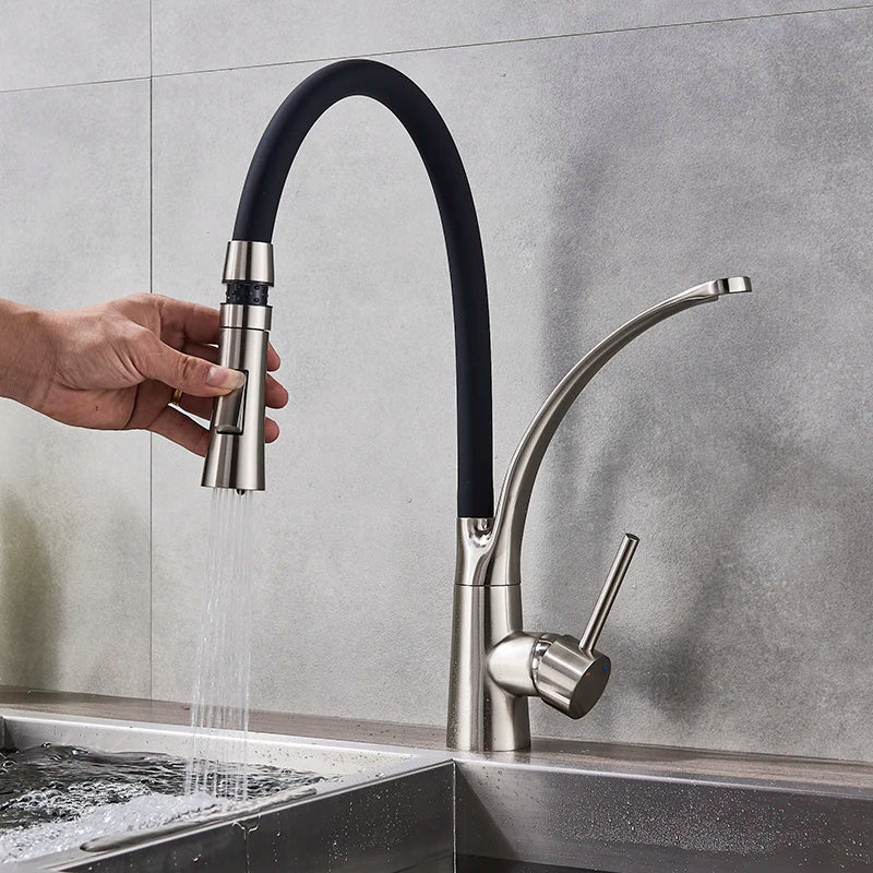Single Handle 360 Rotate Pull Out Spray Sink Faucet