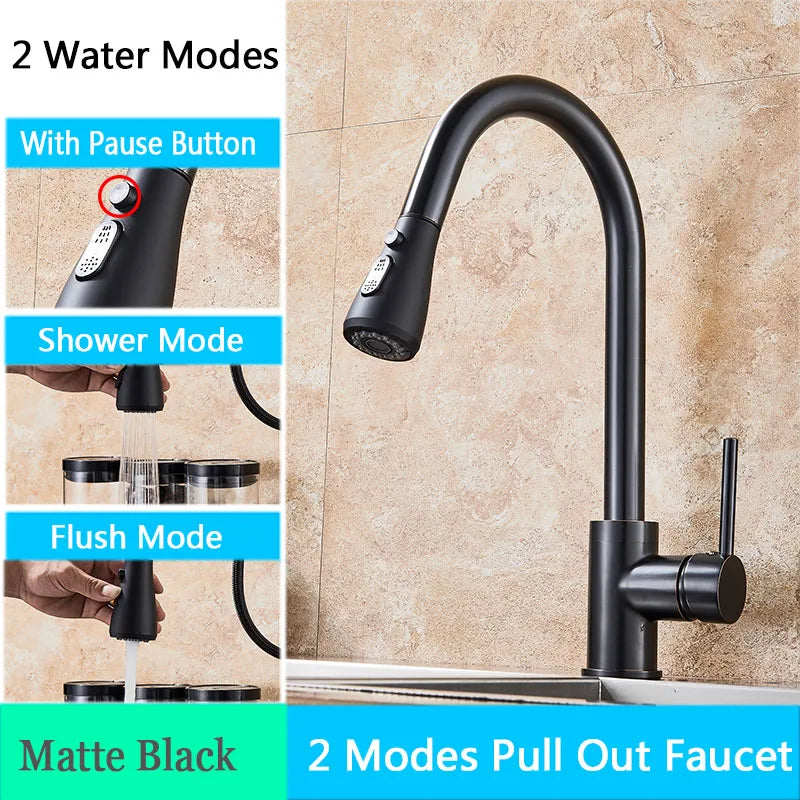 2 in 1 Spout Pull Out Single Handle Kitchen Sink Faucet