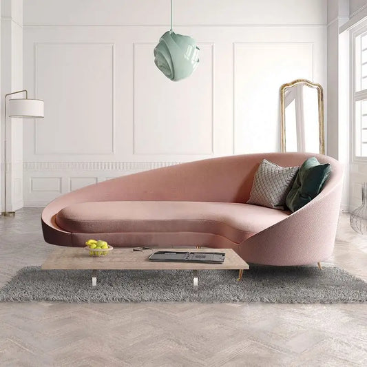 Nordic Minimalist Pink Half Moon Fabric Sofa Chair