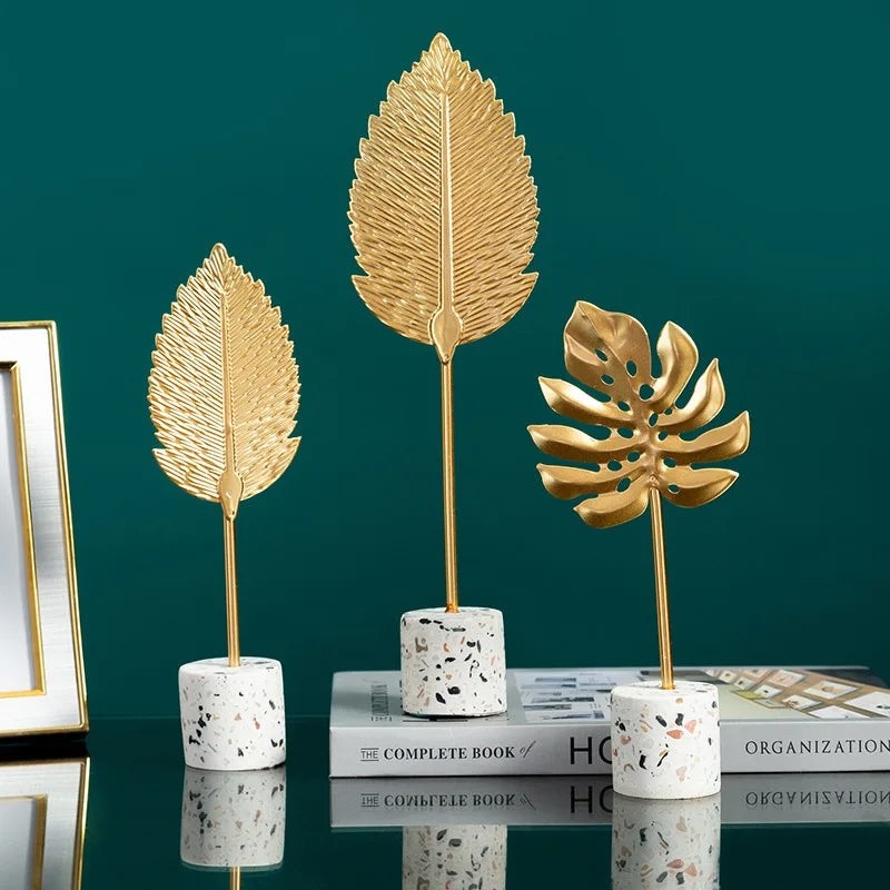 Nordic Gold Artisan Leaf Sculpture Decoration