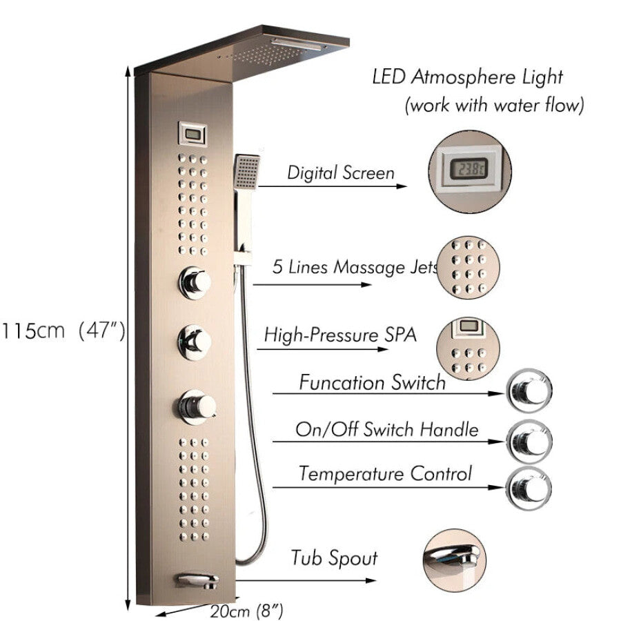 Wall Shower Column Massage System Hand Shower