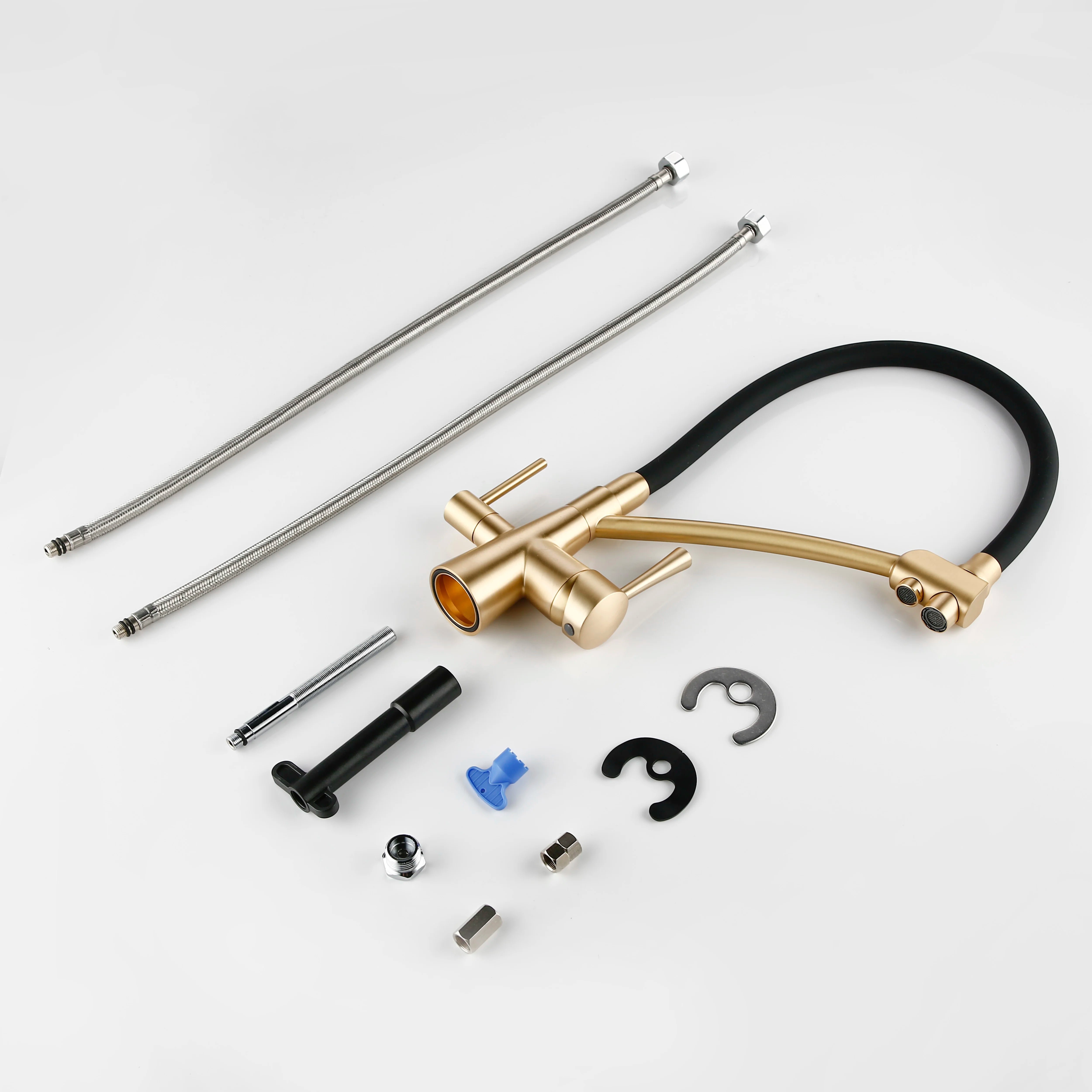 Pull Out Double Handle Single Hole Kitchen Faucet