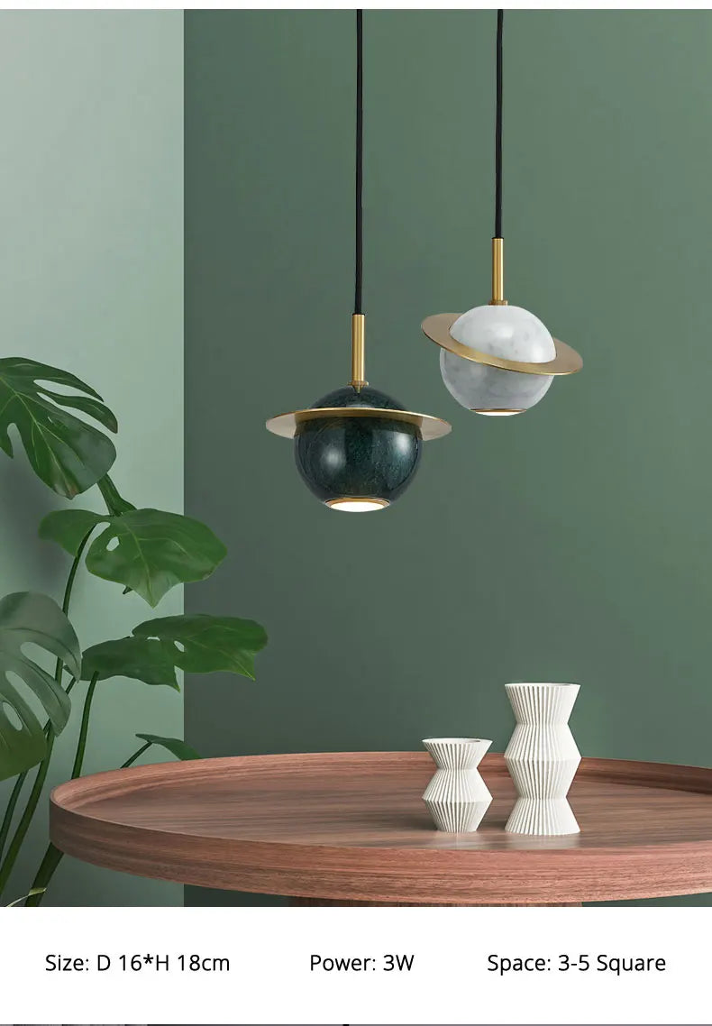 Nordic Chandelier  Modern Minimalist Marble Copper Lamp