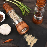 Wooden and Ceramic Salt and Pepper Mill Set.