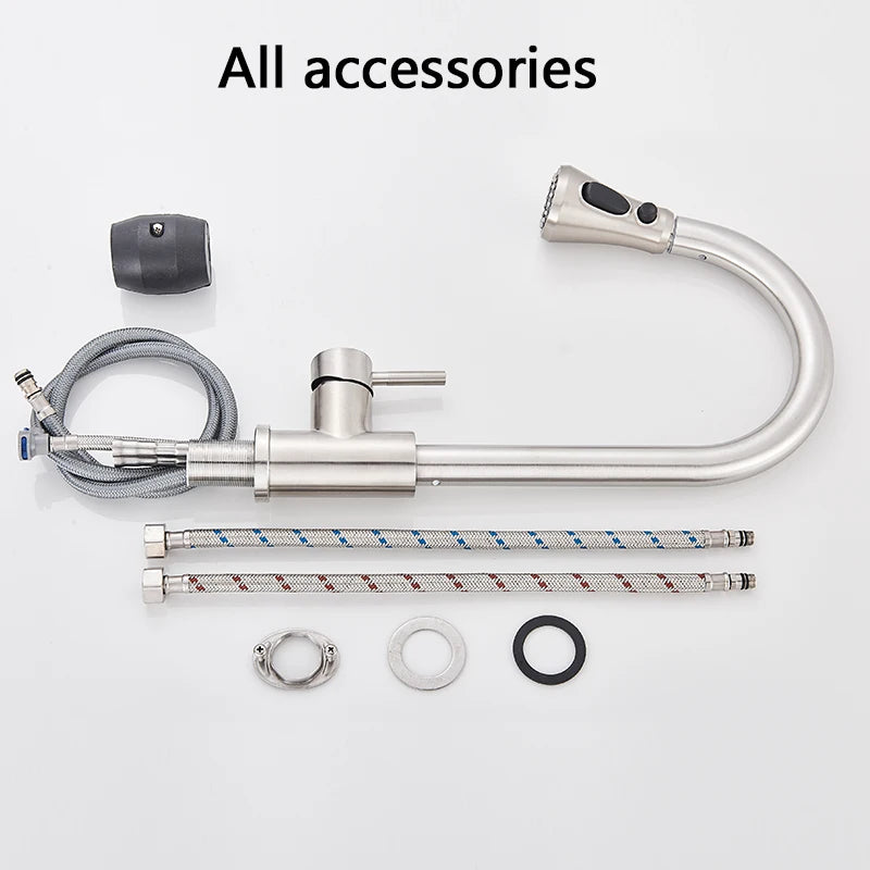 2 in 1 Spout Pull Out Single Handle Kitchen Sink Faucet