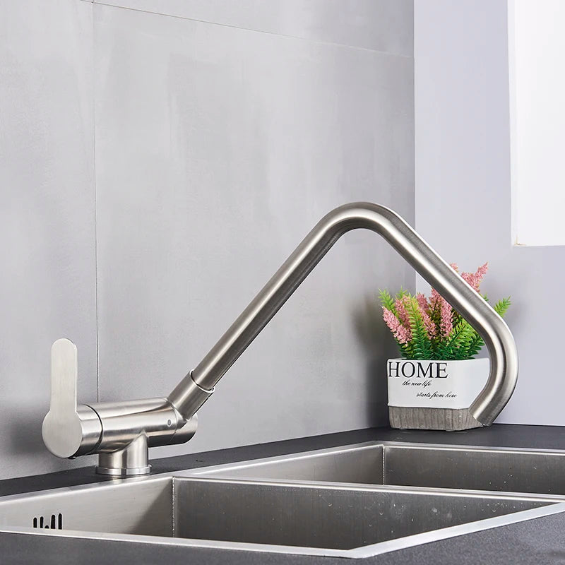 360° Rotation Folding Down Single Hole Sink Faucet