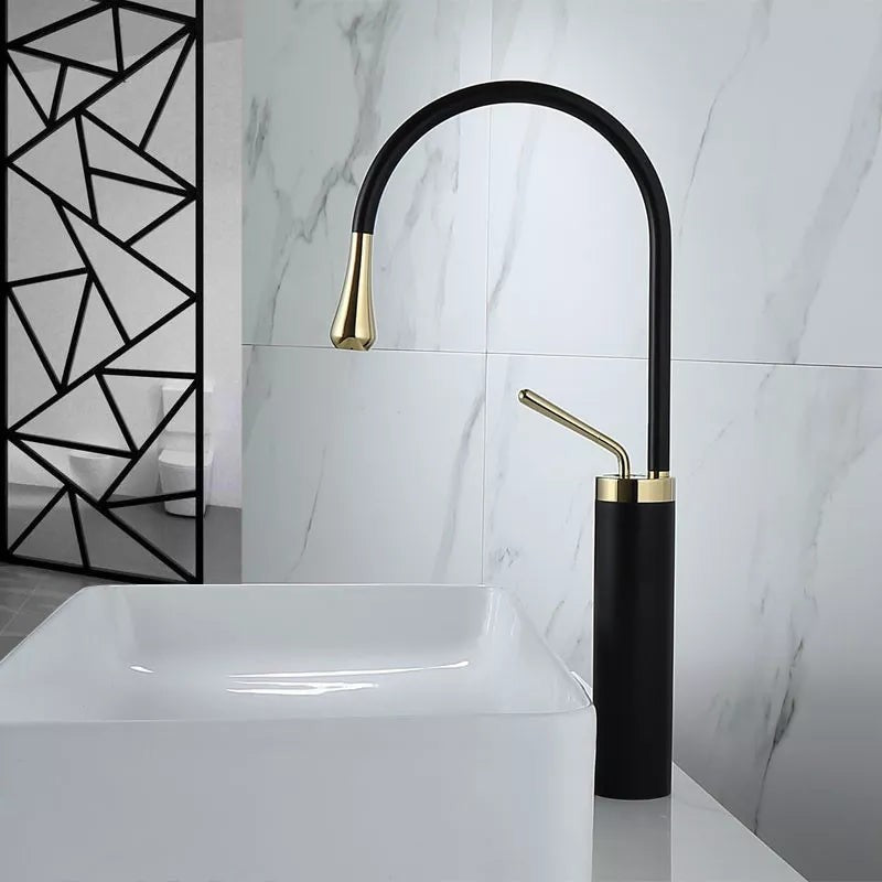 Brass Faucet Swivel Black Gold Wash Hot and Cold Sink