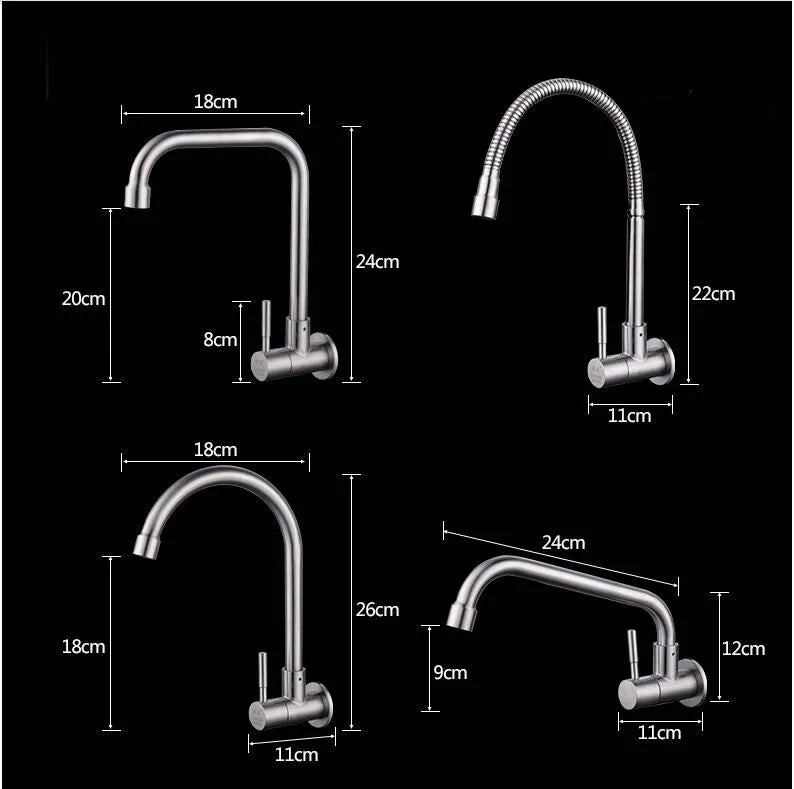 Wall Mounted Stream Sprayer Flexible Hose Kitchen Faucet