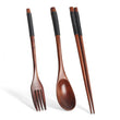 Natural Wood Spoon Chopsticks And Fork Set