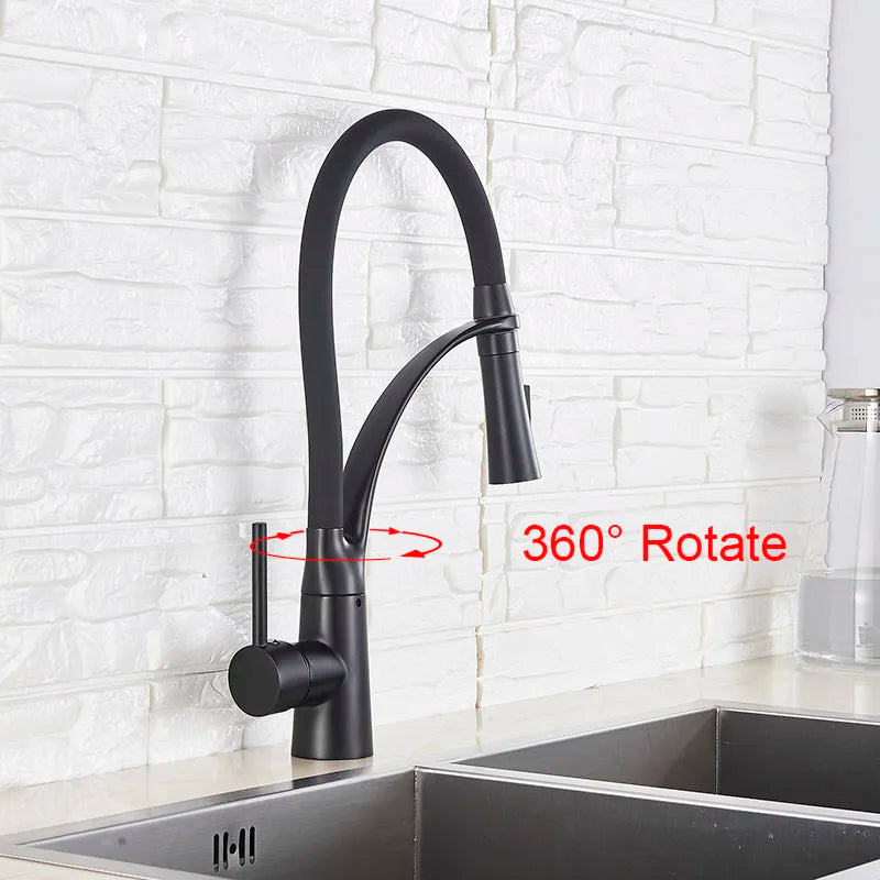 360 Degree Rotation Pull Down Sprayer Sink Faucet