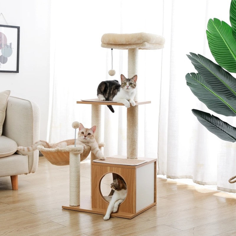 Scratching Post Climbing Frame Beds With Hammock For Cats