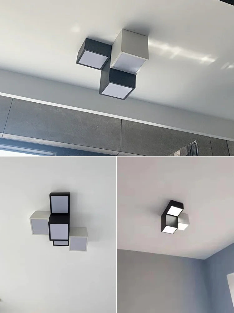 Square Contrast Colors Hanging Ceiling Lamp