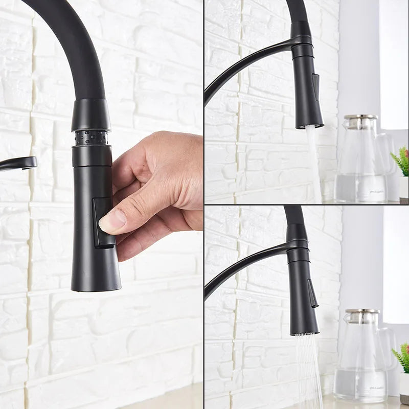 360 Degree Rotation Pull Down Sprayer Sink Faucet