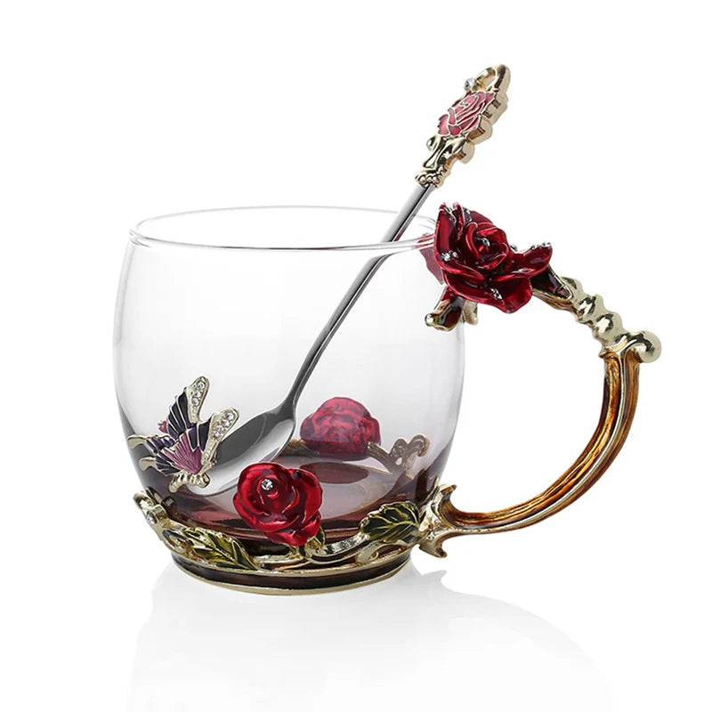 Pink Butterflies 3D Glass Enamel Mug