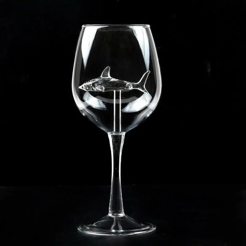 Crystal Wine Glass With Internal Shark Decoration