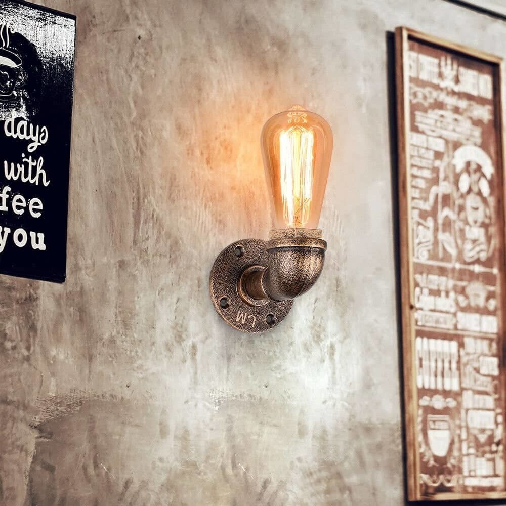 Iron Rust Water Pipe Vintage Wall Lamp