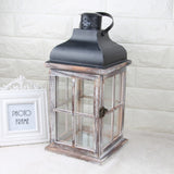 Vintage Hanging Wood Metal Candle Holder Lantern