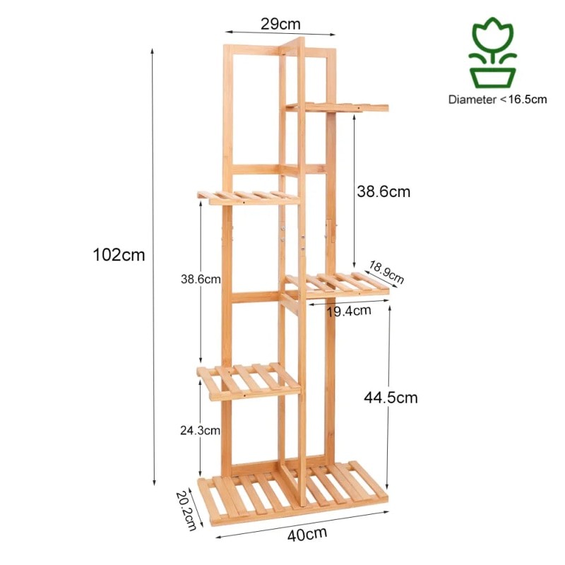 5 to 6 Tier Bamboo Shelf for Flower Pots