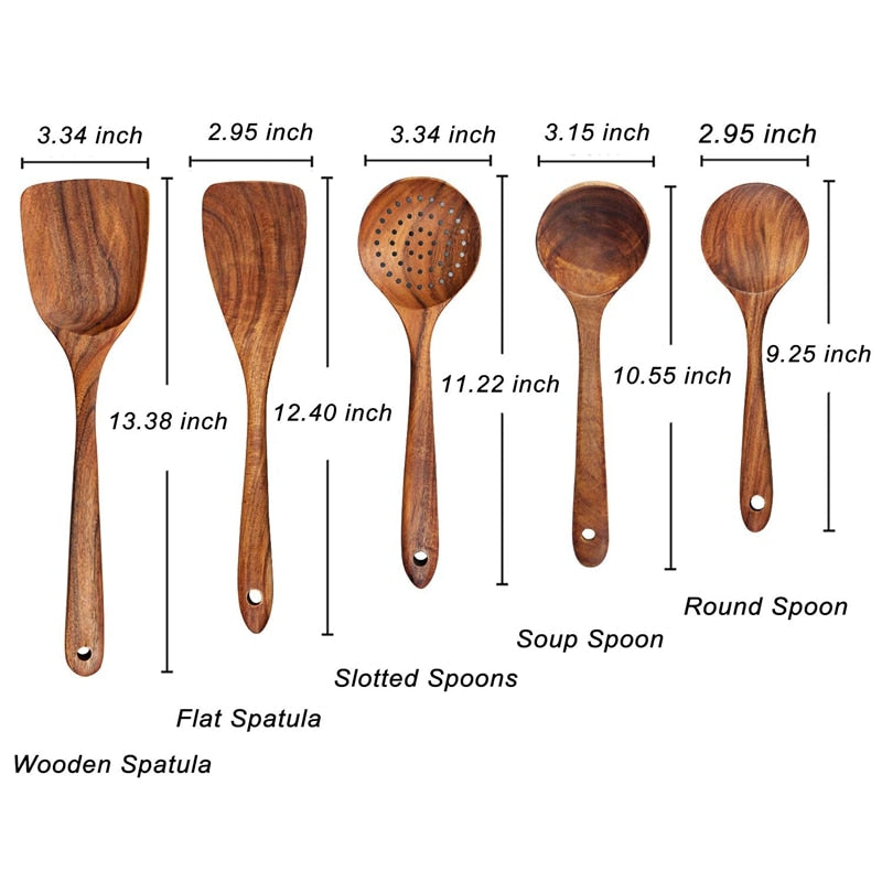 Wood Kitchen Utensils Set