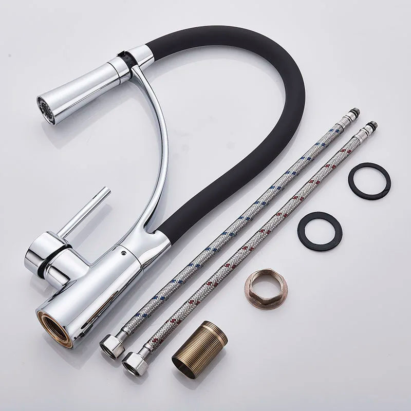 360 Degree Rotation Pull Down Sprayer Sink Faucet