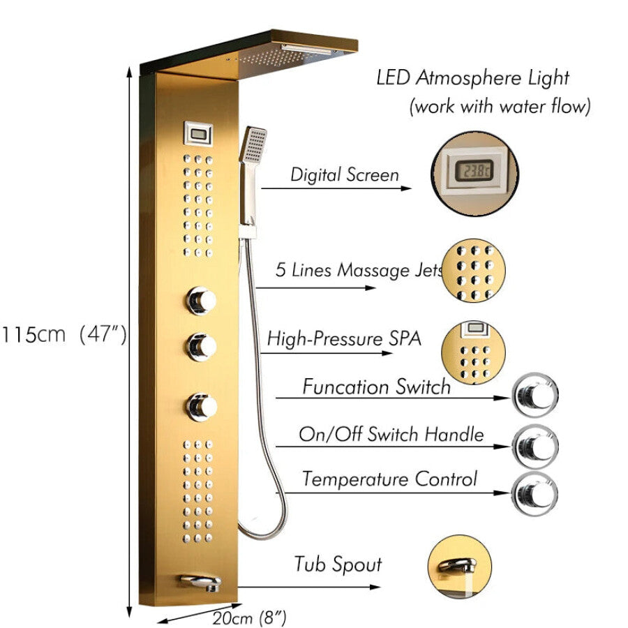 Wall Shower Column Massage System Hand Shower