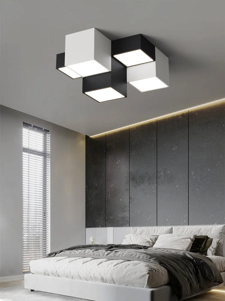 Square Contrast Colors Hanging Ceiling Lamp