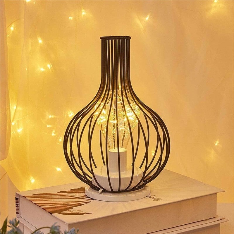 Hollow Out Wine Bottle Glass LED Lamp