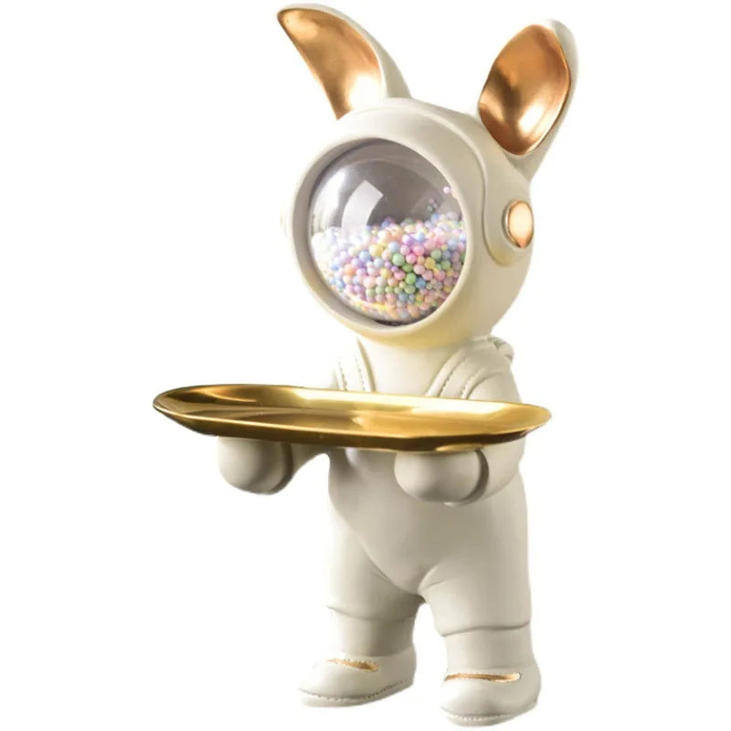 Rabbit Butler Space Suit Key Holder Resin Sculpture