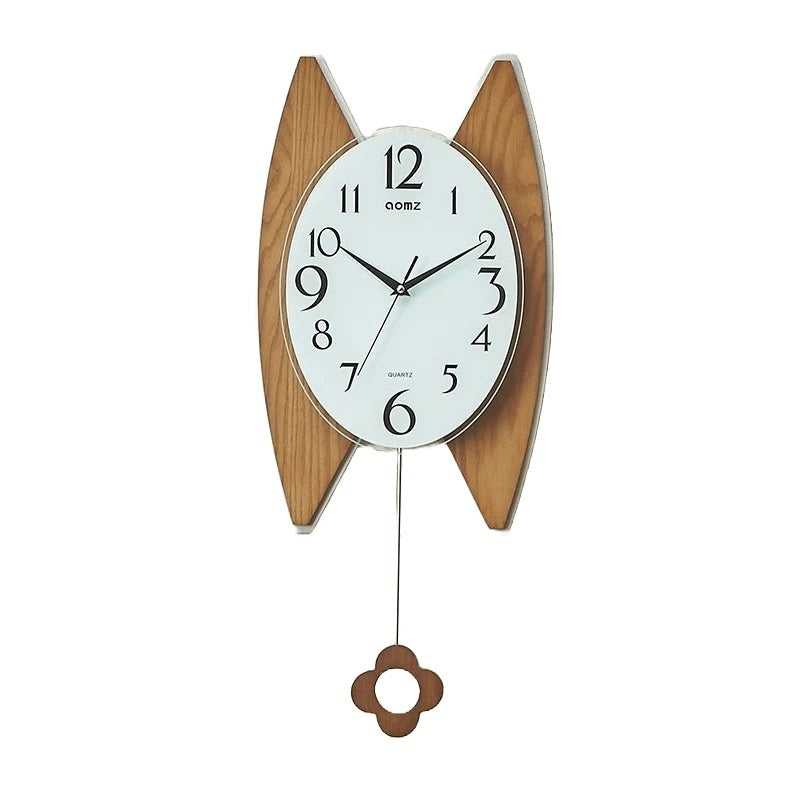 Nordic Vintage Wooden Wall Clock Quartz Pendulum