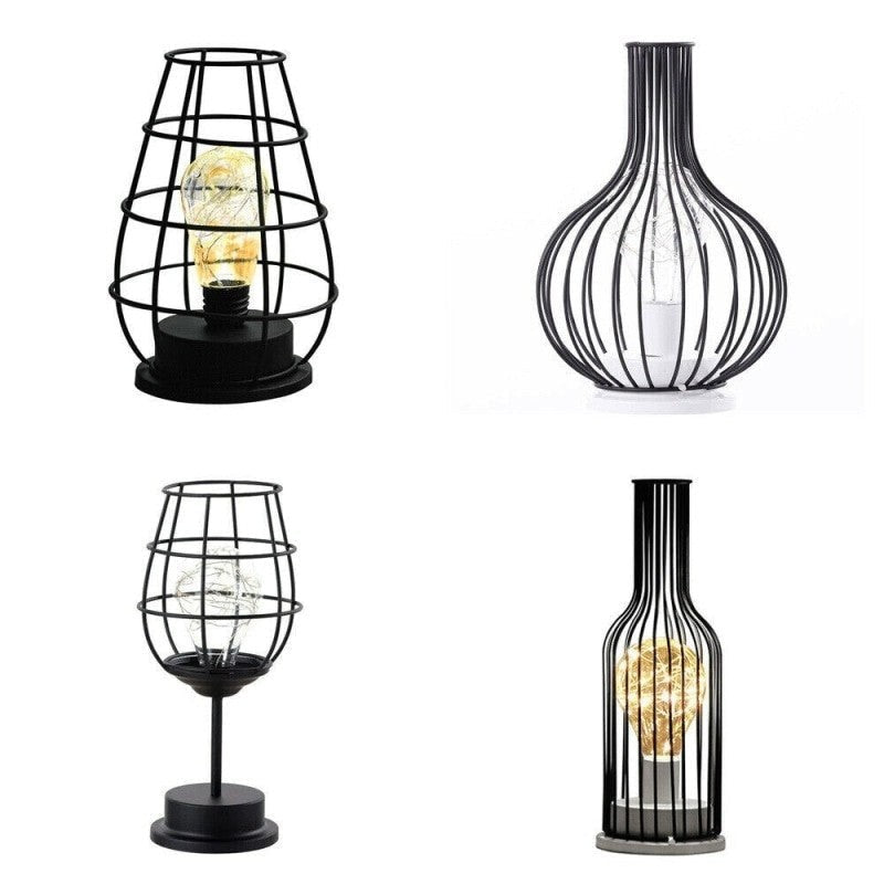 Hollow Out Wine Bottle Glass LED Lamp