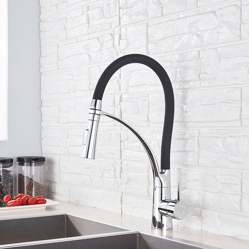 Single Handle 360 Rotate Pull Out Spray Sink Faucet