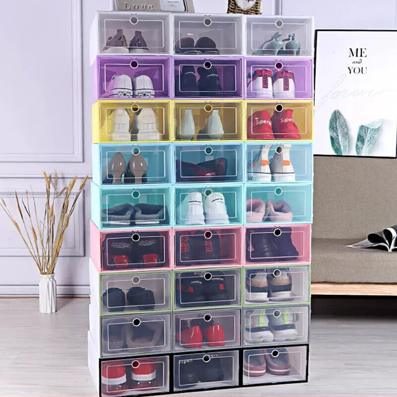 6pc/set Transparent Storage Shoe Box Dustproof Organizer