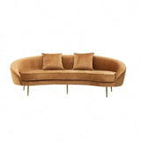 Modern Large Yellow Velvet Loveseat Sofa for Living Room