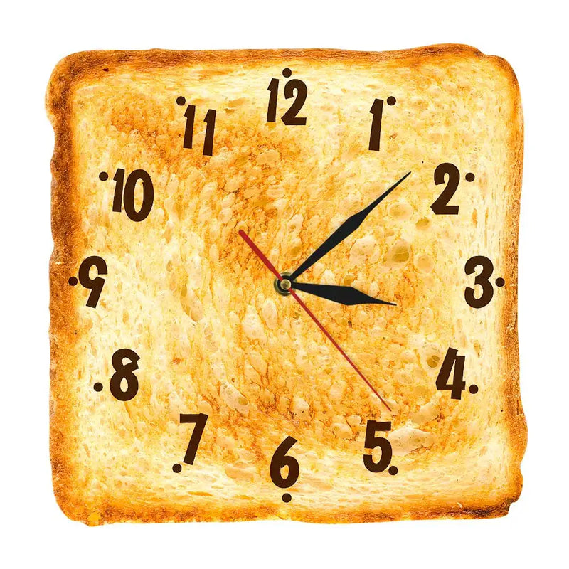 Square Toasted Bread Wall Art Silent Clock