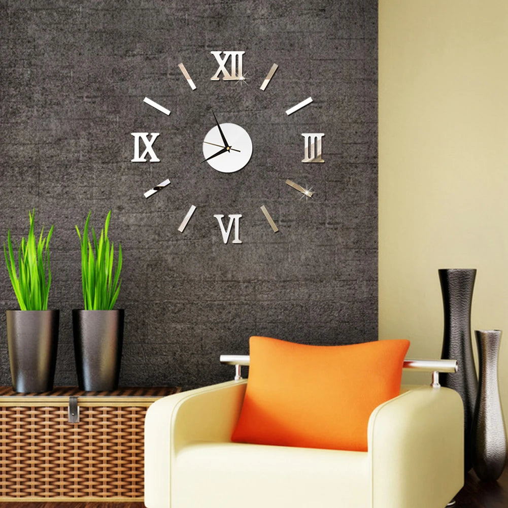 DIY Mirrow Roman Numbers Wall Clock