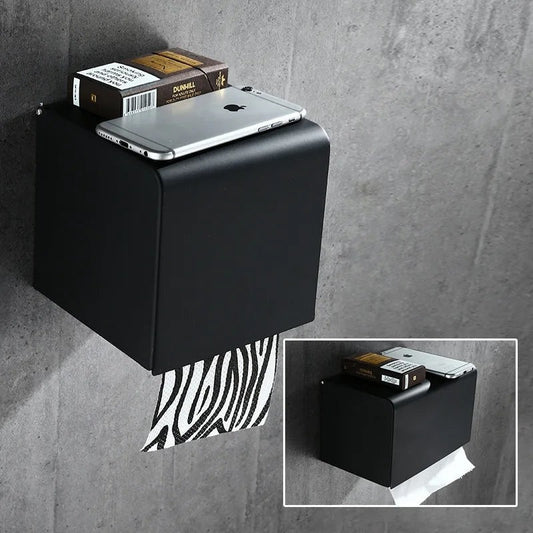 Black Aluminum Toilet Paper Holder Roll Holder