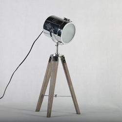 Retro Royal Wood Tripod Table Search Light Lantern,Led Desk Light Flexible Bar