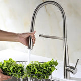 Swivel Spring Spout Pull Down 2 Function Sprayer Sink Faucet